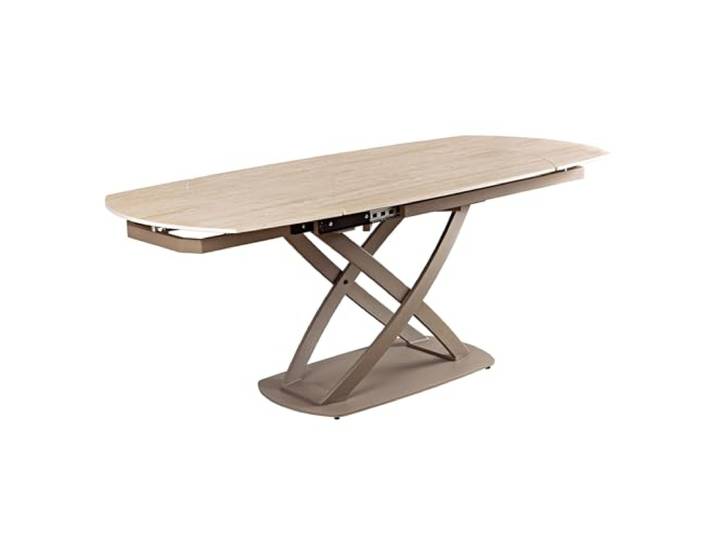 Riess Ambiente Esstisch Inception 190cm - Champagner beige Natur - Keramik 60 kg Belastbarkeit, natürliche Optik, modernes Design, sicherer Stand, erweiterbar, Metallgestell