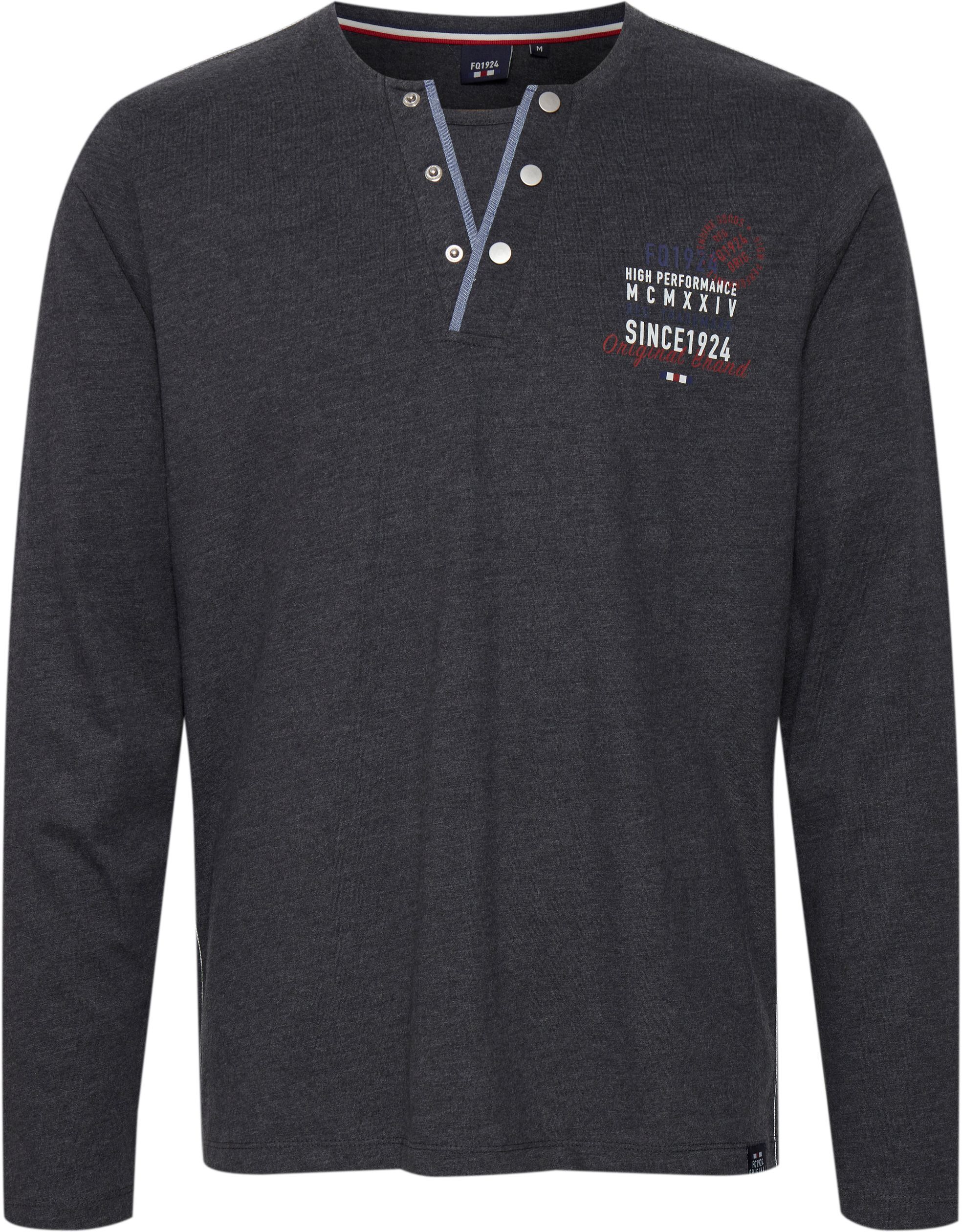 Henleyshirt FQ1924 "Henleyshirt FQRolf", Herren, Gr. M, grau (charcoal mix), Obermaterial: 100% Baumwolle CO., Shirts
