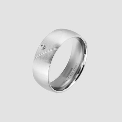 Fingerring ADELIA´S "Herren Ring aus Edelstahl mit Strass Steinchen" Gr. 64, silber, Fingerringe, Herren, 64, Edelstahl, Fingerring
