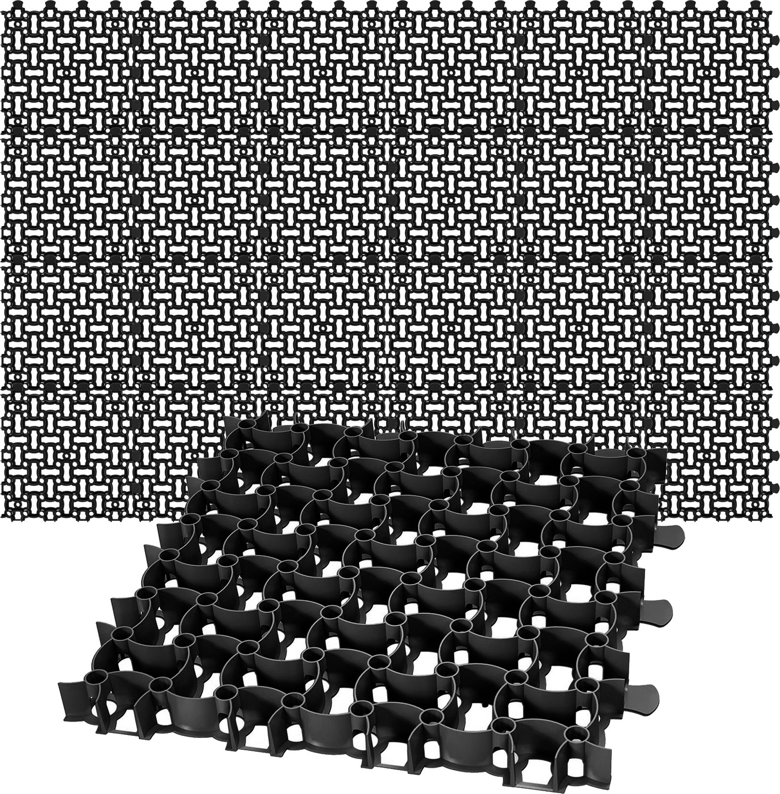 BigDean 24 stuks grasroosters, zwart, 50 x 50 cm, 6 m²