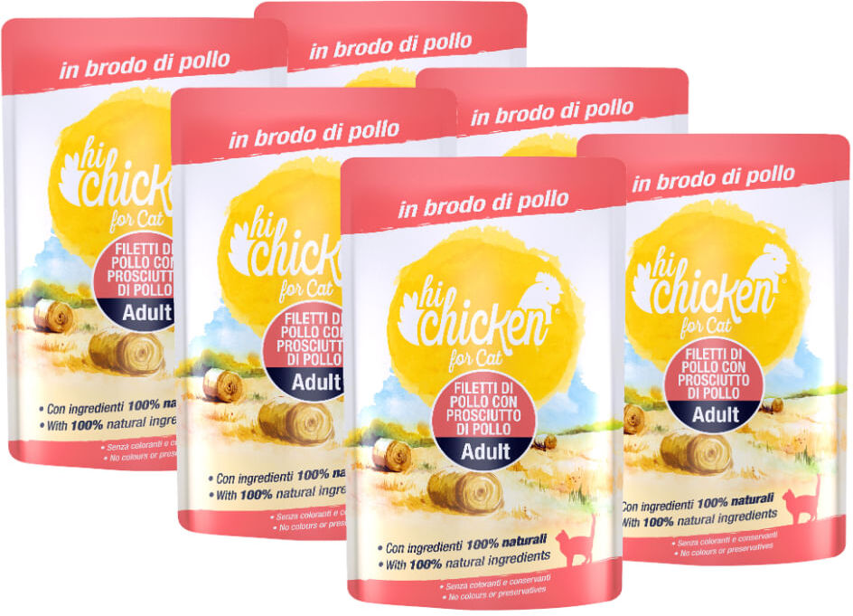 Hi Chicken Cat Busta Multipack 6x70G POLLO CON PROSCIUTTO DI POLLO