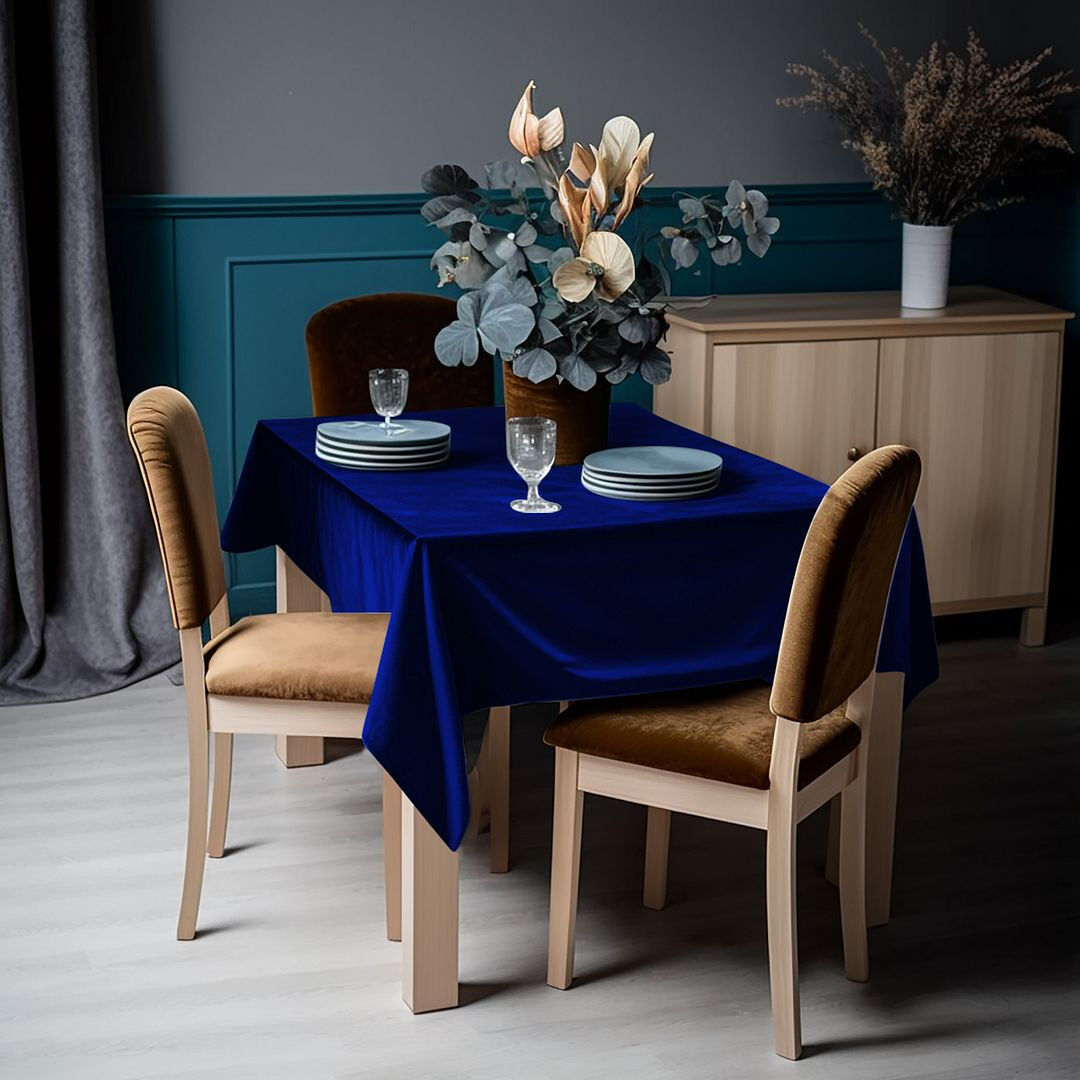 Lilijan Home & Curtain Matte Velvet Square Tablecloth Admiral Berry 132cm W x 177cm L