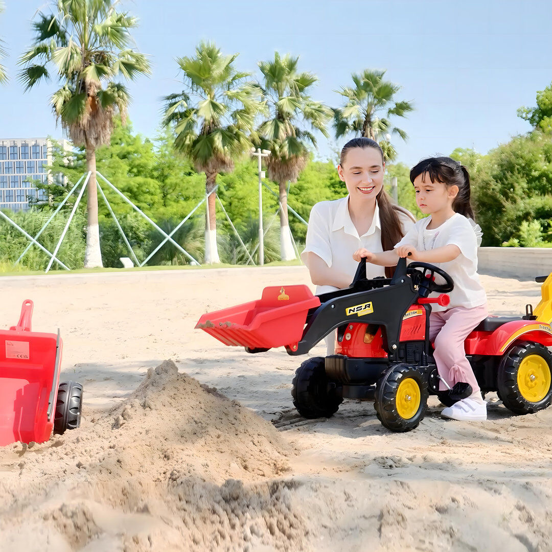 Ringling Freeport Park Pedal Powered Tractor Ride-On Car w/ Moving Bucket Steering Wheel 3-6 Yrs Red 1