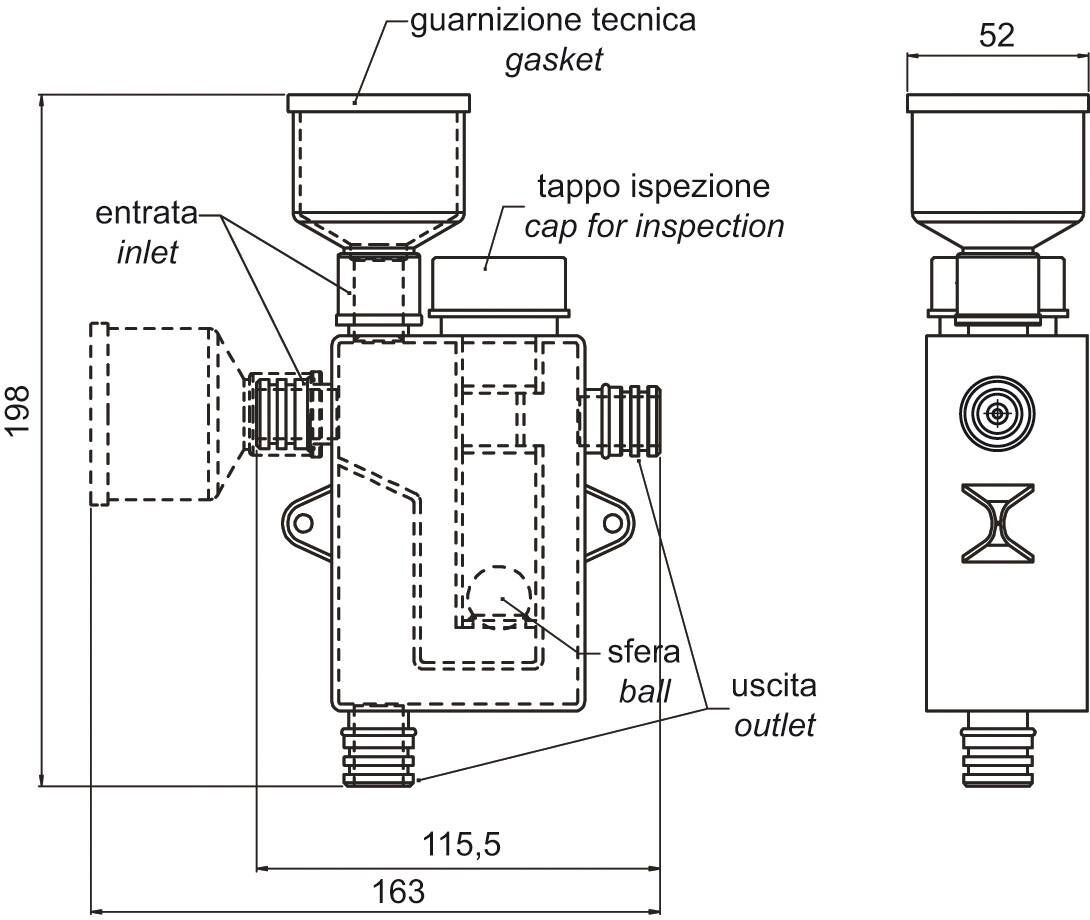 Vecamco SIFONE ISPEZIONABILE SCARICO CONDENSA DOUBLE CON CASSETTA