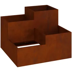 Helloshop26 - Langlebiger rechteckiger Garten-Übertopf 80 x 80 x 60 cm aus verwittertem rostigem Stahl