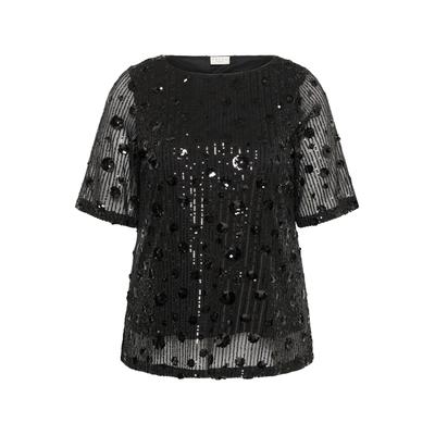 Kurzarmbluse KAFFE CURVE "KAFFE Curve Bluse kurzarm KCgracie", Damen, Gr. S, schwarz (schwarz deep), Blusen
