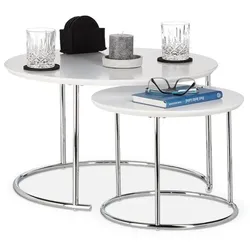 relaxdays 2er-Set Beistelltisch weiß weiß