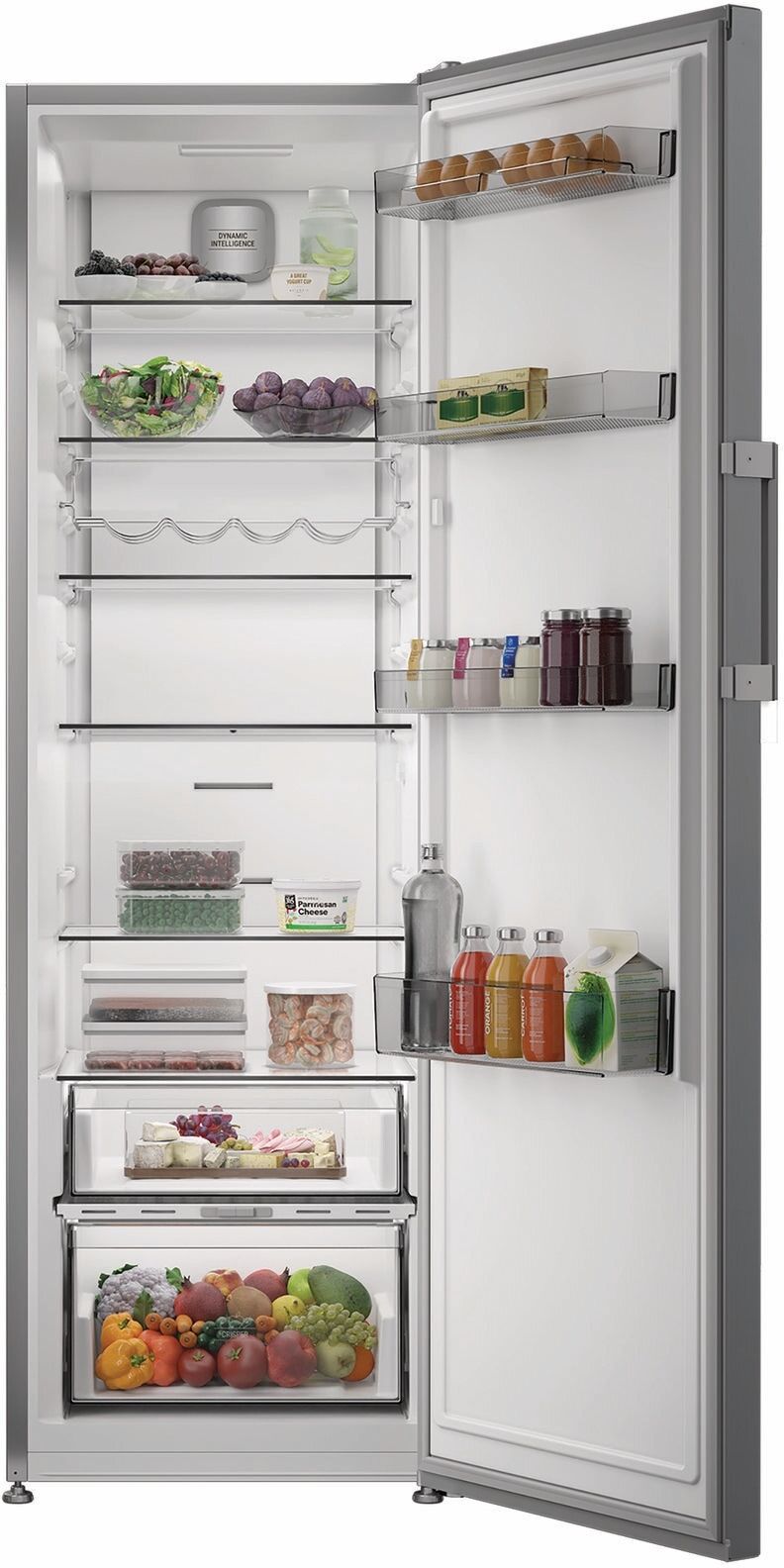BAUKNECHT Kühlschrank "KR 186GC IN", Energieeffizienz: D (A-G), weiß (edelstahloptik), Rechtsanschlag, wechselbar, Kühlschränke, SmoothFit - 90-Türöffnung für mehr Komfort