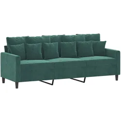 vidaXL 3-Sitzer-Sofa Dunkelgrün 180 cm Samt
