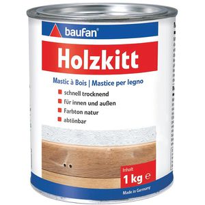 Baufan Spachtelmasse 101018, Holzkitt, hellbraun, für Holz, Innen- & Außenbereich, 1000g