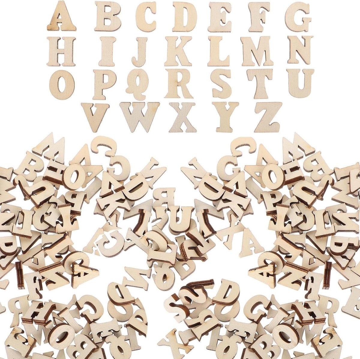 208 stuks houten letters, mini hoofdletters A tot Z voor knutselen en educatieve activiteiten