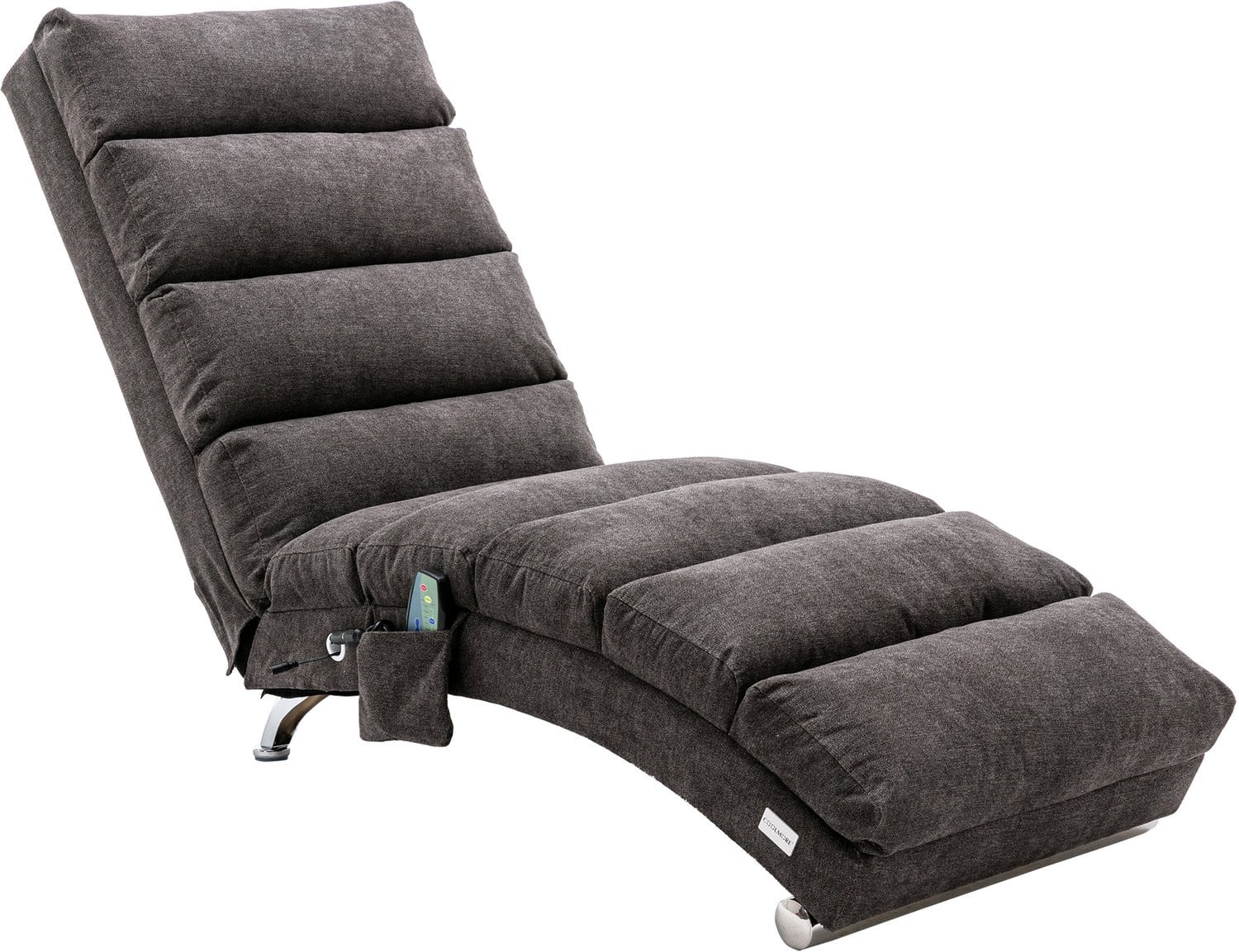 CHICFURN Chaise longue met vibratiefunctie en zijvak - Donkergrijs
