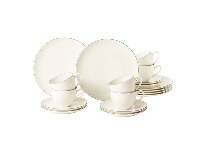 Seltmann Weiden Kaffeeservice Savona Grey Line Kaffeeservice 18-tlg. (18-tlg), 6 Personen, Porzellan