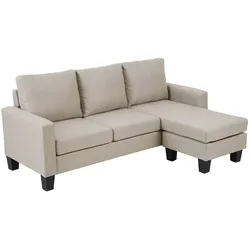 Oviala Business Ecksofa mit Meridian, Stoffbezug, 3-Sitzer, ecru
