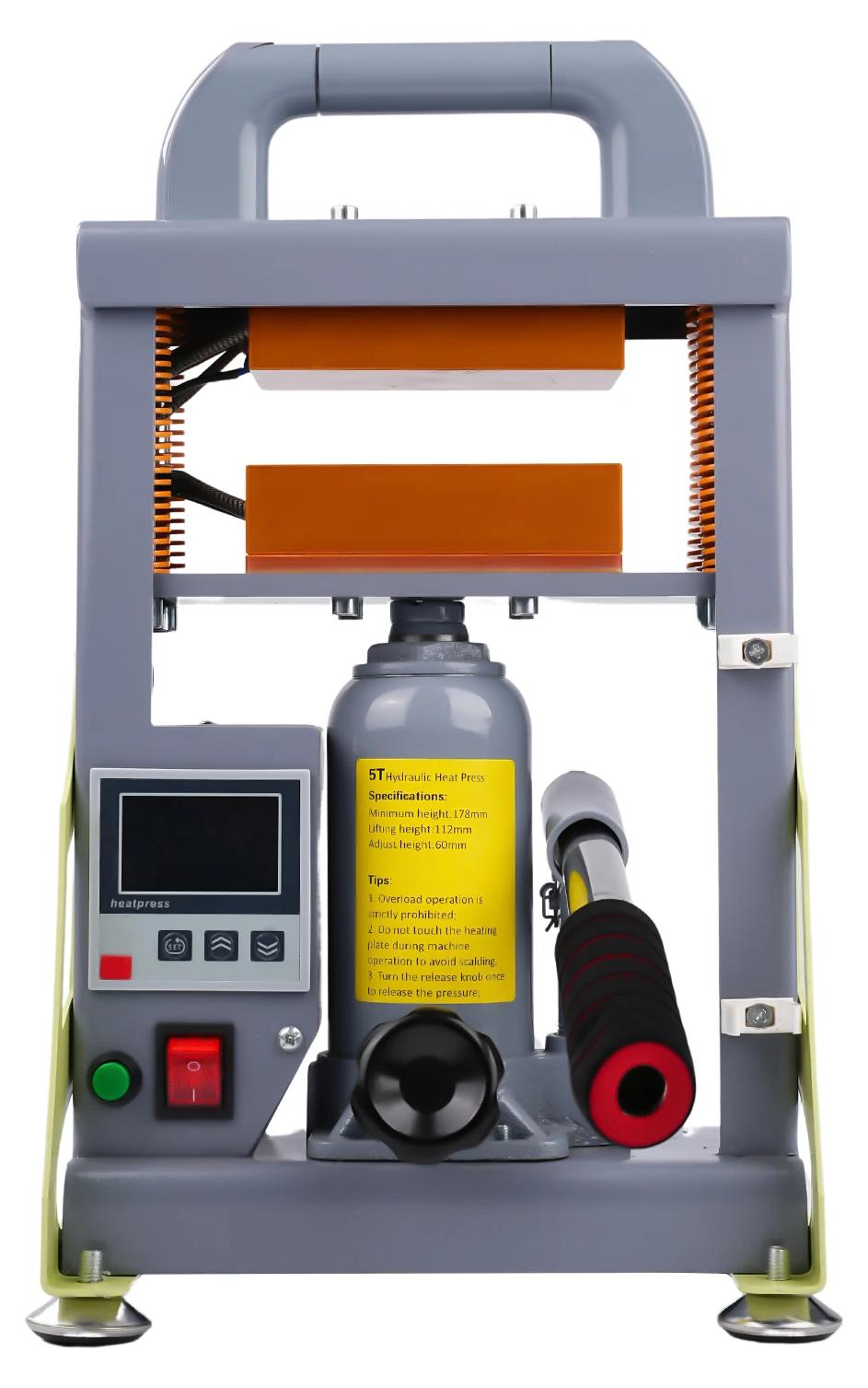 Rosin-Presse - Manuelle hydraulische Heißpresse - 5 t Druck - 600 W - Zwei Heizplatten - Robuste Konstruktion - EU-Stecker