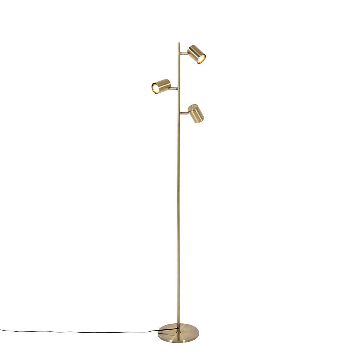 Qazqa Moderne Vloerlamp Brons 3-Lichts met Dimbare GU10 Lampen