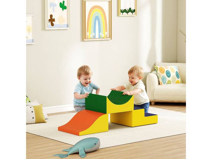 AIYAPLAY Blocs Escalade Tout-Petits Similicuir Mousse Jaune