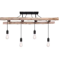 Retro Pendelleuchte Holzleuchte Vintage Hängelampe Holz Hängeleuchte im Leiter Design Holz Deckenlampe , 4x E27, LxBxH 115x30x80 cm
