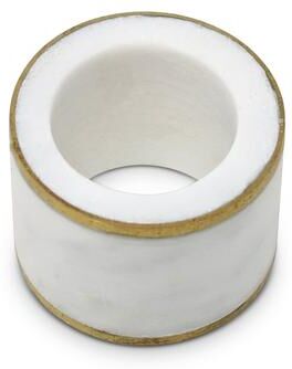 Classic Touch S/4 Napkin Rings White Marble with Gold Border