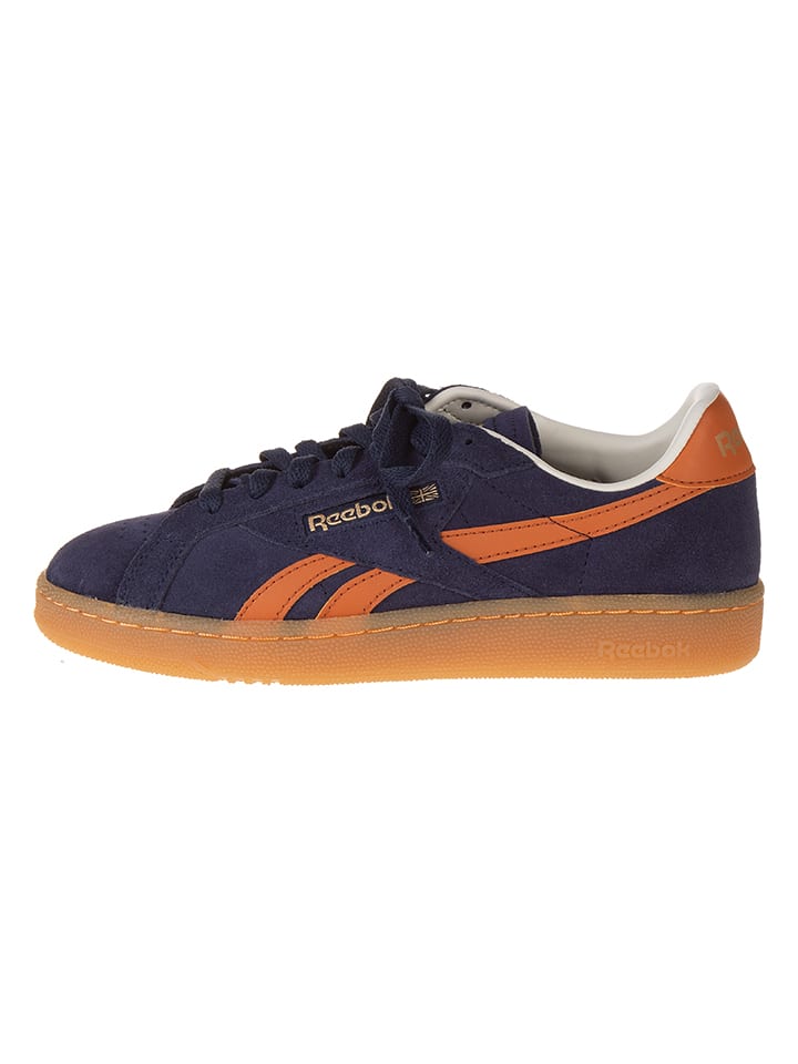 Reebok Leder-Sneakers "Club C Grounds" in Dunkelblau/ Orange - 43