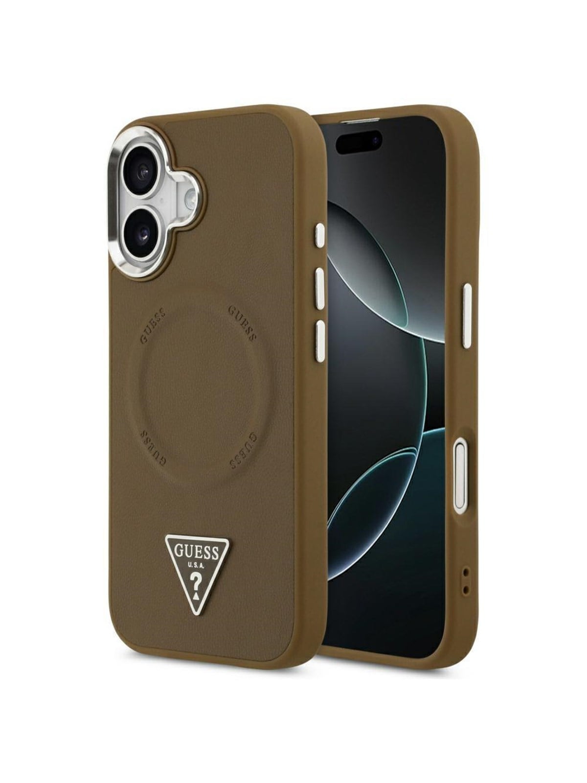 GUESS Triangle Logo MagSafe case for iPhone 17 - brown