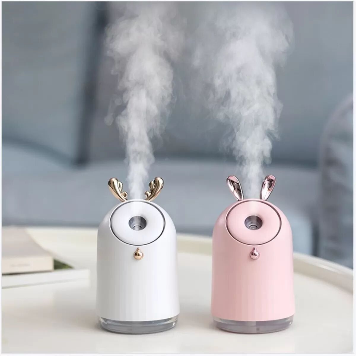 INF Kreativer, batteriebetriebener Luftbefeuchter – Nano-Nebel, Luftreiniger und Nachtlicht Rosa