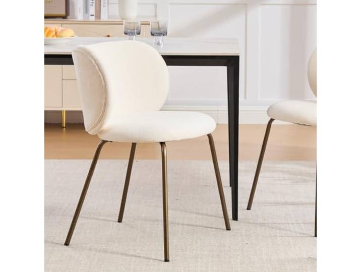 Ropilly Chenille Esszimmerstuhl mit weiche Chenille-Polsterung und bronzefarbenen Metallbeinen für Küche und Wohnbereich