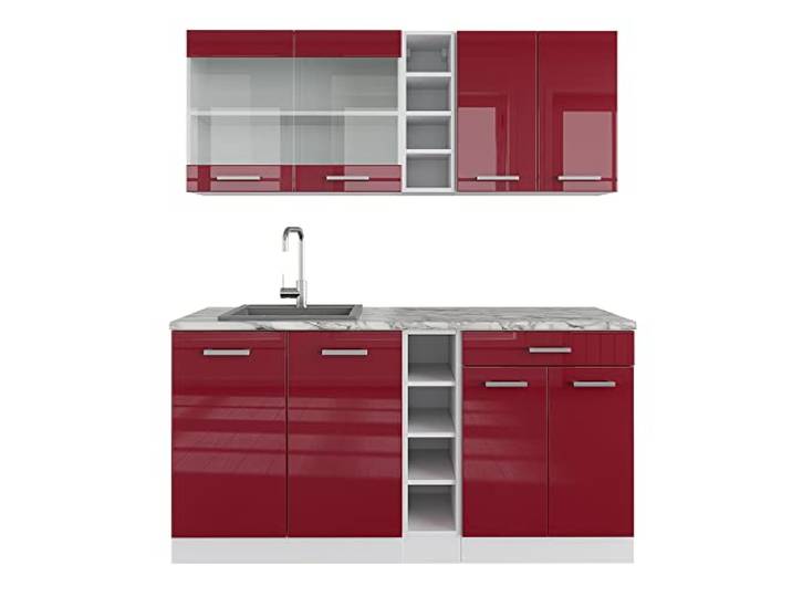 Vicco Singleküche R-Line, Rot Hochglanz/Weiß, 160 cm
