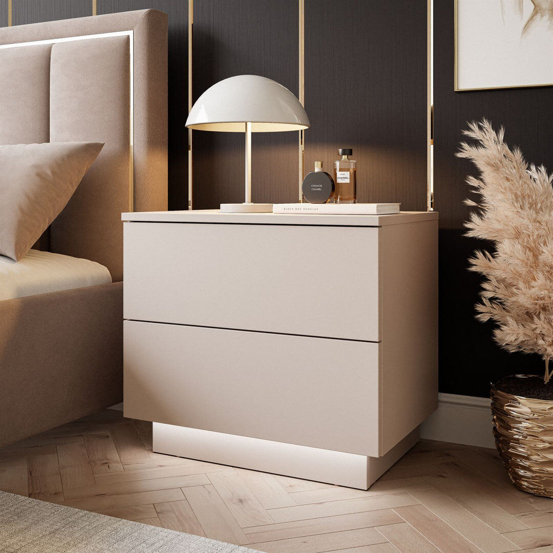 Metro Chrishawn Bedside Table cashmere 50cm H X 55cm W X 37cm D