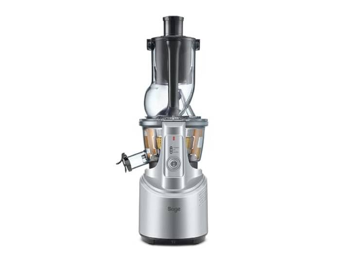 Sage The Big Squeeze, Entsafter mit Zwei Einfüllschächten, Silber Entsafter mit Zwei Einfüllschächten und 240 W Motor, Slow Juicer für Gemüse und Obst, Auslaufverschluss, Ultra Leise