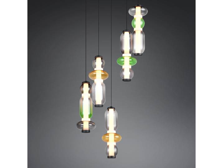 LED-Pendelleuchte Minerva rund Ø 42cm Multicolor Glasart: Farbglas Material: Glas, Metall Metallart: Eisen Oberfläche Metall: Lackiert LED