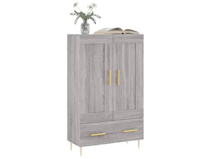 KTHLBRH Sideboard Grau Sonoma 69,5 x 31 x 115 cm Holz mehrschichtig Türen, großer Stauraum, Ausstellungsfläche, Wandbefestigung inklusive