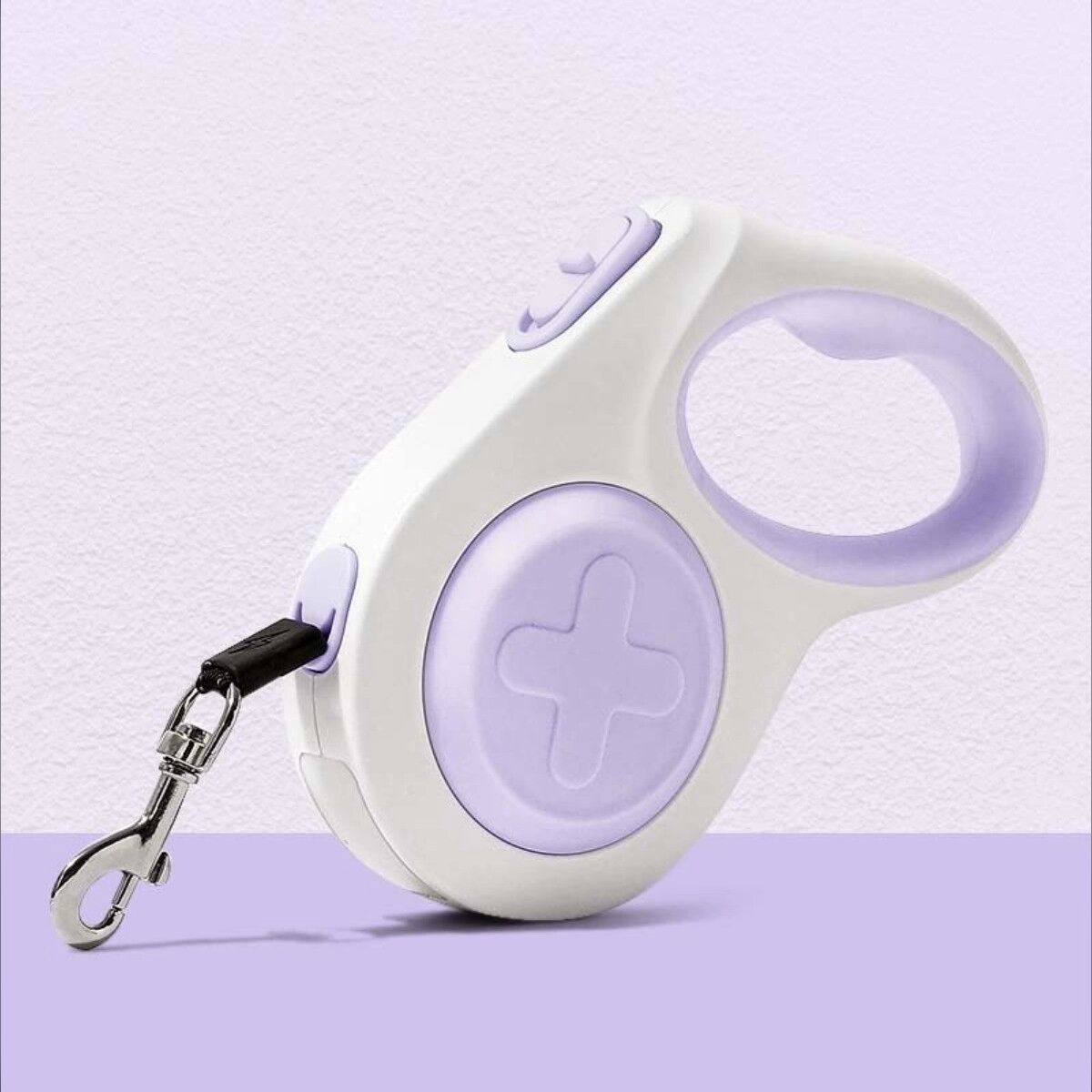 INF Laisse rétractable automatique - coque ABS légère pour chats et chiens, commande d'une main et poignée ergonomique compacte Violet