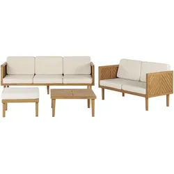 LOUNGE-SET Akazienholz 4-sitzer Hellbraun Baratti
