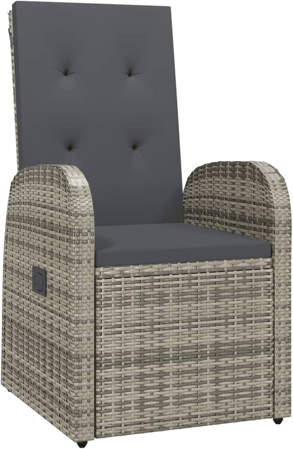 Rattan-Gartenstühle mit grauen Sitzpolstern, 57x69x106 cm, für Balkon, Terrasse und Garten