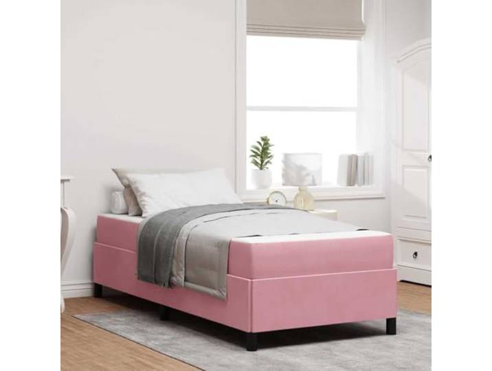 RJPLMFV Bett mit Matratze, 100 x 200 cm, Rosa Holzrahmen aus Technik, Taschenfederkernmatratze, mittlere Härte, modernes Design