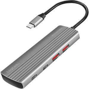 LogiLink USB-Hub Ultra-Slim UA0414, silber, 7 USB 3.1 Ports, Anschluss-Stecker USB-C