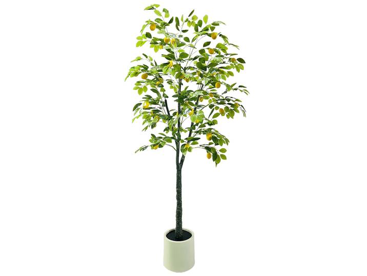 Arbre artificiel de citronnier de 1,80 m en pot, plantes d'agrumes artificielles avec faux citrons jaunes pour la décoration de la maison, du bureau, de la cuisine et des mariages