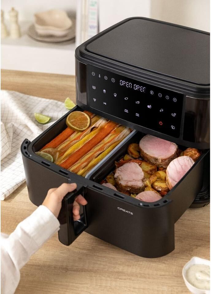 Heissluftfritteuse "Create Fryer Air Dual 10 l", schwarz, Fritteusen, Heissluftfritteuse schwarz Einheitsgröße