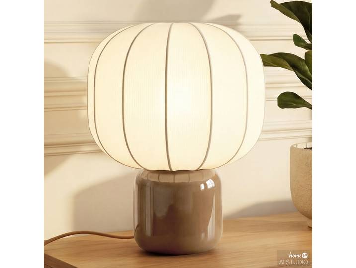 Lampe de table Brisa 25 x 30 x 25cm Blanc/Marron/Marron Coton E27