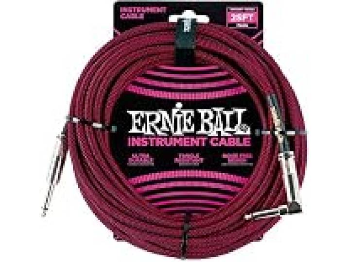 Ernie Ball Câble d'Instrument Tressé Droit/Coudé 7.5m - Noir/Rouge