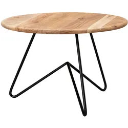 COUCHTISCH Akazienholz mit Haarnadelgestell, Modernes Design, Große Ablagefläche