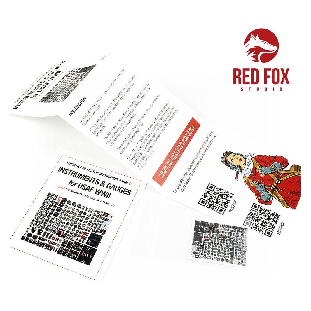 Red Fox 1/48 Instruments & gauges set for USAF WWII (Independent) (RFSQS-48182)