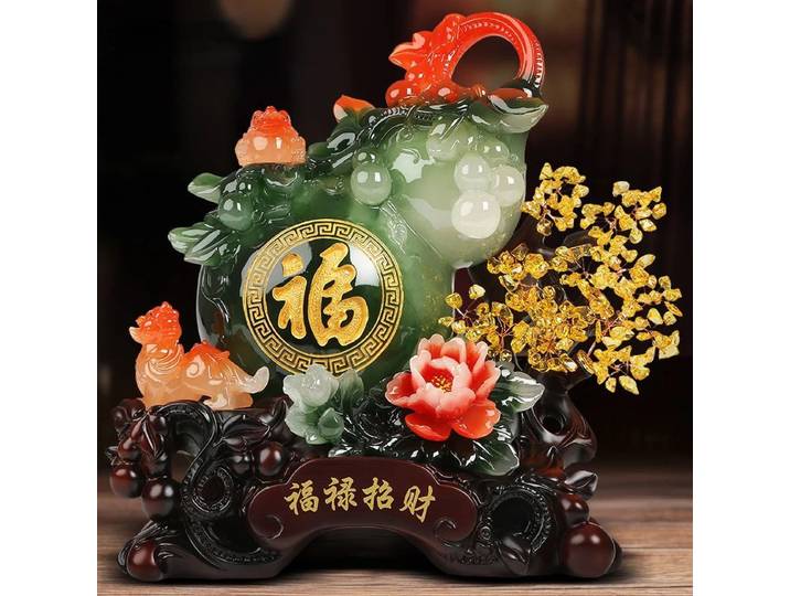 Ornements en forme de gourde Pixiu pour attirer l'argent, artisanat d'arbre à secouer, décoration de table de bureau, salon, armoire à vin