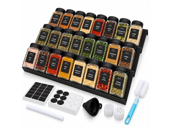 Relaxdays Étagère à épices pour tiroir, 24 pots