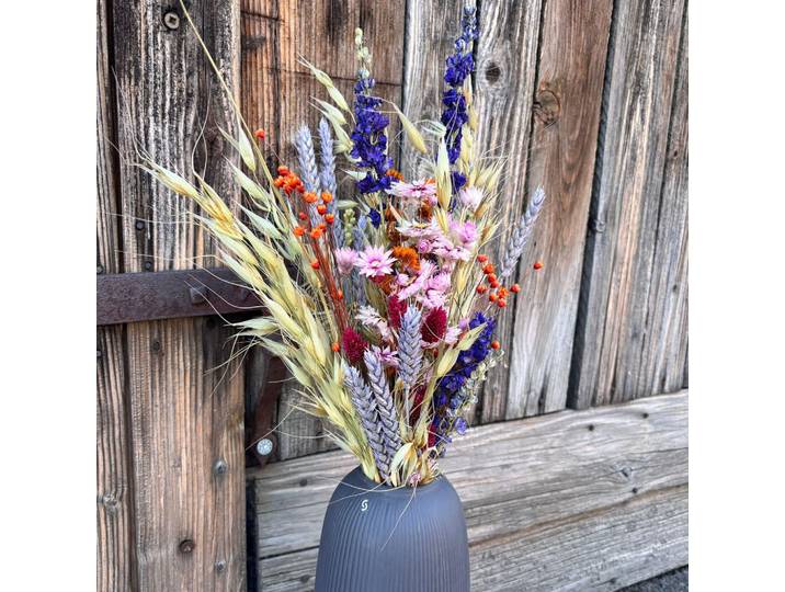 Lykke & You Trockenblumen Strauß Alpenglühen - Natürlicher Trockenblumenstrauß in lila orange, Lila, Naturmaterialen, 50 cm, Dekoration, Blumen & Blumentöpfe