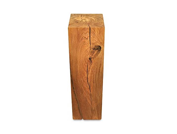 ms factory Holzblock Eiche Massiv - Handgefertigter Holzklotz - Rustikale Holzsäule - Beistelltisch Hocker Dekosäule - 20 x 20 x 80 cm
