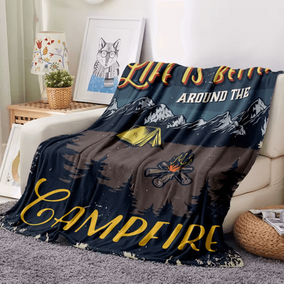 Inspire Curations American Retro Landscape Flannel Throw Blanket gt 1093 150x200cm(4.9x6.6ft