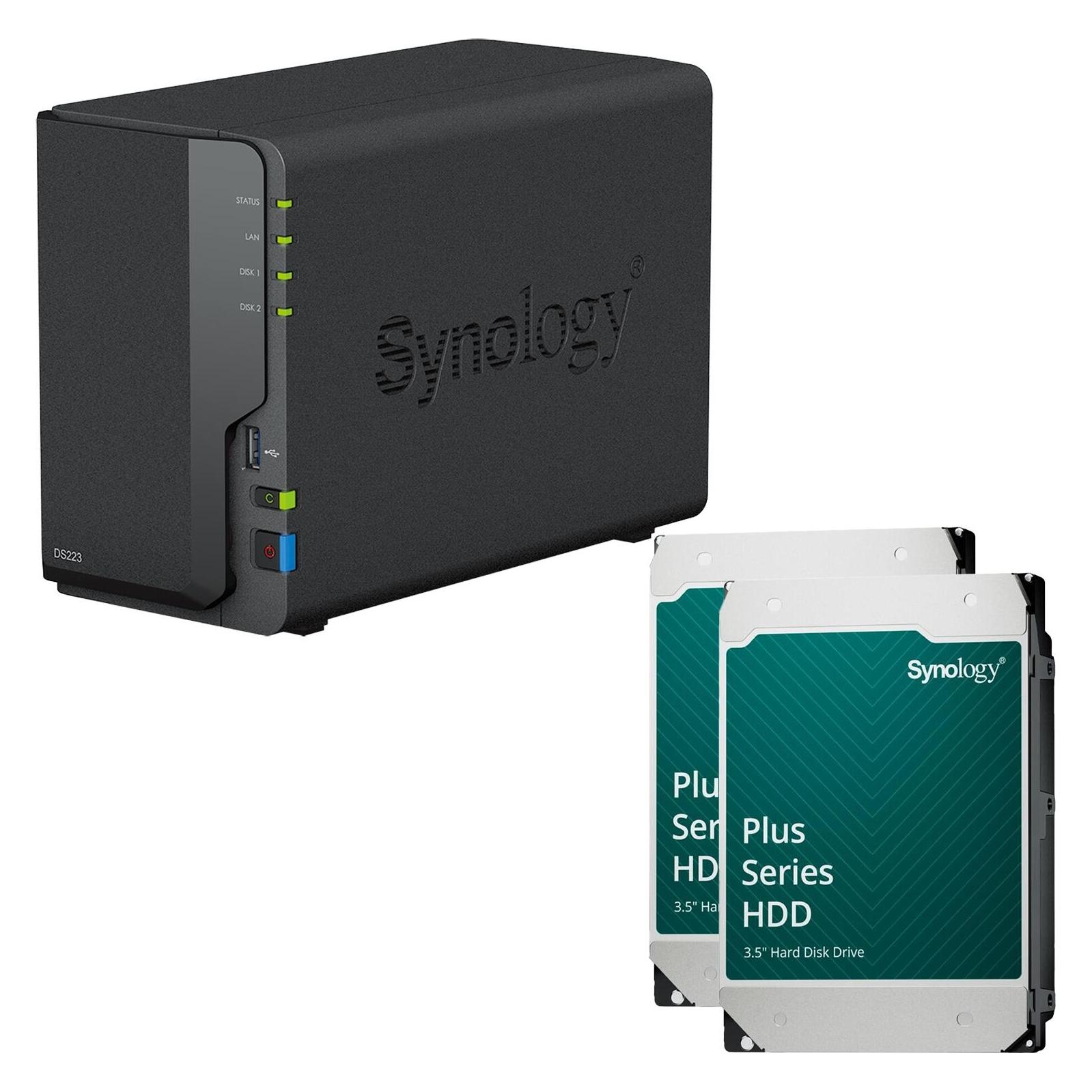 Synology DiskStation DS223 2 Einschübe NAS-Server Leergehäuse + 2x Plus 3.5"" SATA 6Gb/... (2 x 12 TB) (DS223 & HAT3310-12T)