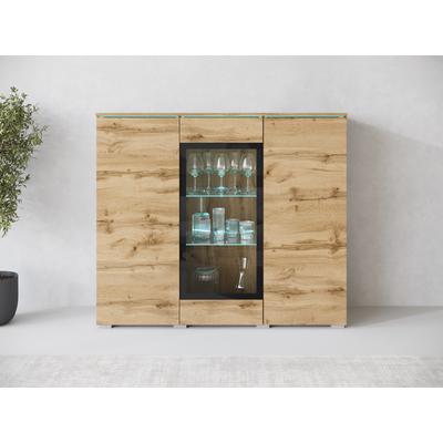 Highboard HOME AFFAIRE "Vera", braun (votan eichefarben), B:120cm H:103,3cm T:39,5cm, Sideboards, Highboard, Highboard mit 4 Türen, 9 Fächern, verglasten Türen, Topseller